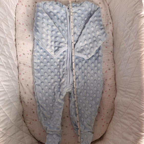⭒ 3-6M Calvin Klein Warm Hooded Baby Blue Textured Onesie plush Zip-up ⭒ - Picture 10 of 14